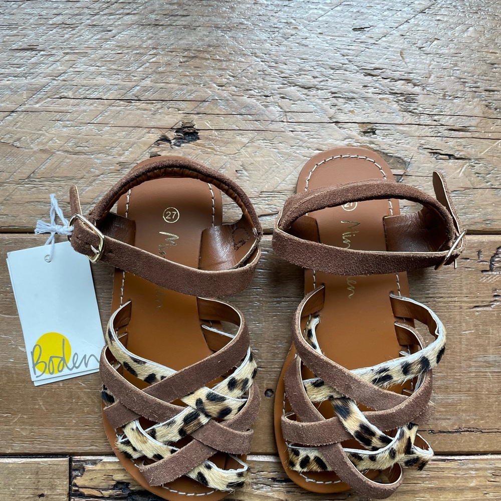 NWT Boden Brown Leopard Kids Sandals